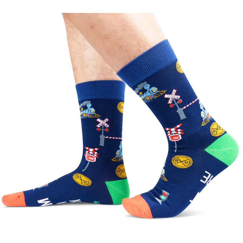 Funny Train Gifts For Men Adults; Railroad Gifts For Train Enthusiasts Lovers Train Collector, Train Socks Railroad Socks For Men