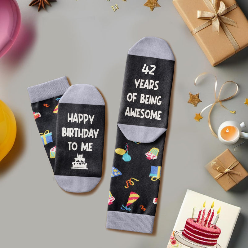 42nd Birthday Gift Ideas for Men Women - Socks for 42 Year Old Middle Aged Man Woman, Best Gifts for 42 Year Old Him Her Male Female