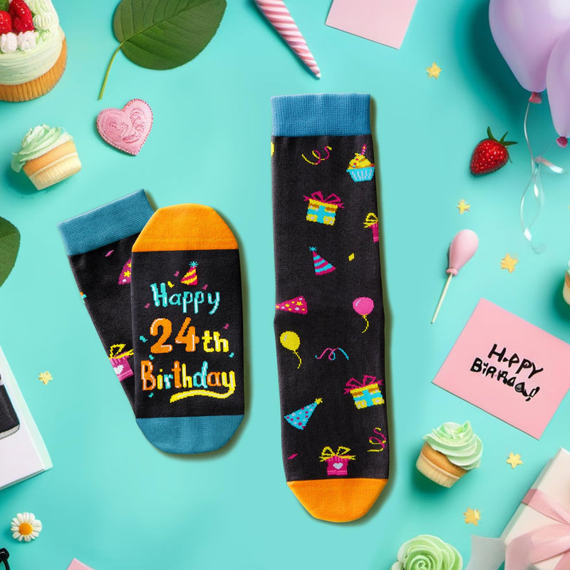 24th Birthday Gifts Socks Ideas - Socks for 24 Year Olds Women Men, Best Gifts for 24 Year Olds, 24th Birthday Socks