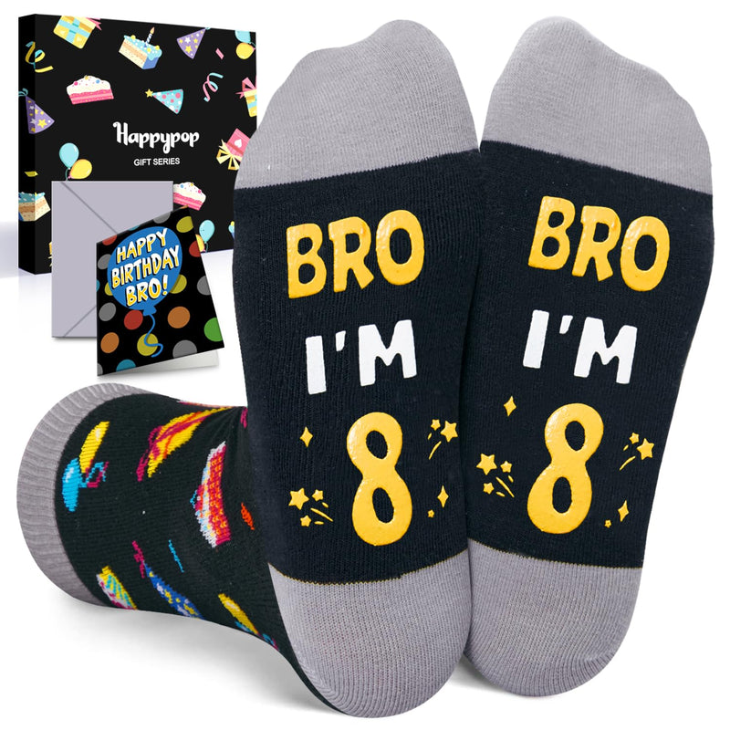 8th Birthday Gifts Ideas for Boys - Socks for Kids Age 8, Gifts for Eight Year Olds, Presents for 8 Year Old Boys, Happy Birthday Gift Box with Greeting Card