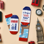 Funny London Gifts Britisher Gifts; Travel Traveler Gifts for Men Women, Travel Britisher London Socks