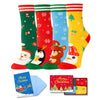 Christmas Stocking Socks for Boys Girls – Festive Santa Reindeer Snowman Penguin Gift Socks 10-12 Years