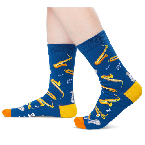 Saxophone Socks for Men Women - Crazy Saxophone Gifts Players Gifts, Percussion Musician Socks