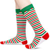 Christmas Gifts Stocking Socks for Girls - Christmas Striped Knee High Elf Socks for Teens Elf Stockings for Women Female