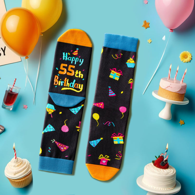 55th Birthday Gifts Ideas Socks - Gifts for Guys in Their 55s, 55th Birthday Socks for Men Women, 55 Year Old Gifts for Man Woman