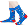 Christmas Gifts Stocking Socks for Men Women - Secret Santa Socks Xmas Stocking Stuffers Greeting Card for Dad Mom Blue Shark Ocean Animal