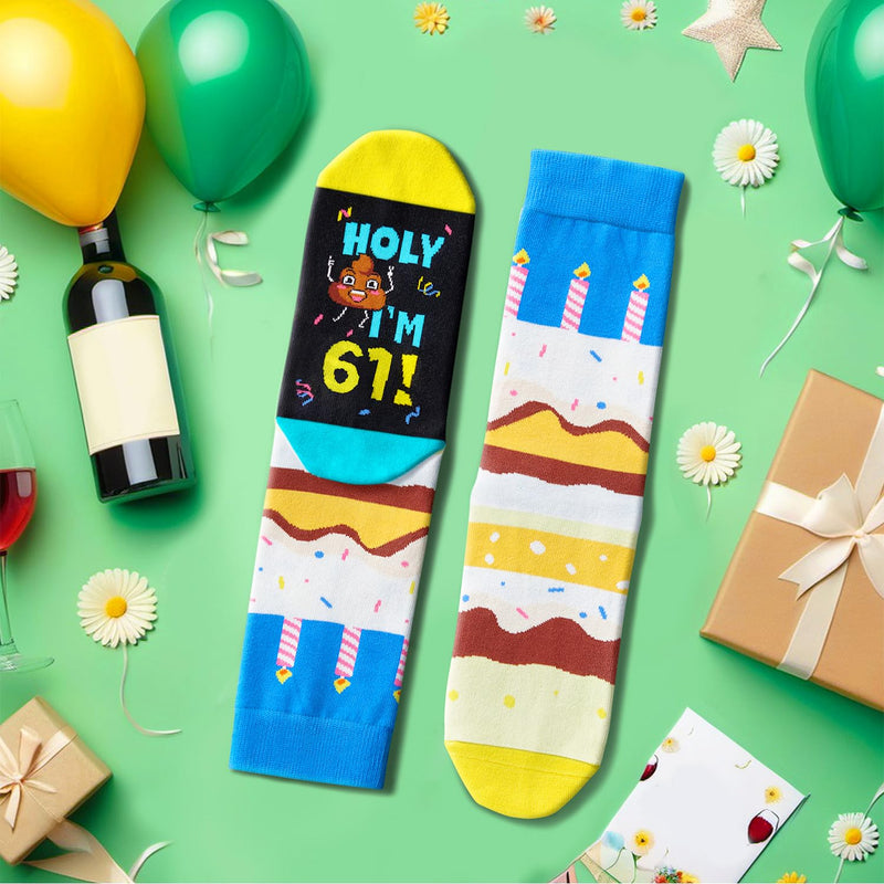 61 Year Old Birthday Gifts for Middle Aged Men Women, Best Gifts for 61 Year Old Man Woman, 61st Birthday Gifts for Him Her, 61st Birthday Socks