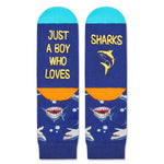 HAPPYPOP Silly Socks for Boys - Funny Shark Gifts Kids 7-9 Years, Novelty Animal Lover Gifts Shark Socks