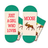 Funny Moose Gifts for Women - Moose Socks for Moose Lovers, Novelty Moose Socks Crazy Silly Fun Socks for Teens