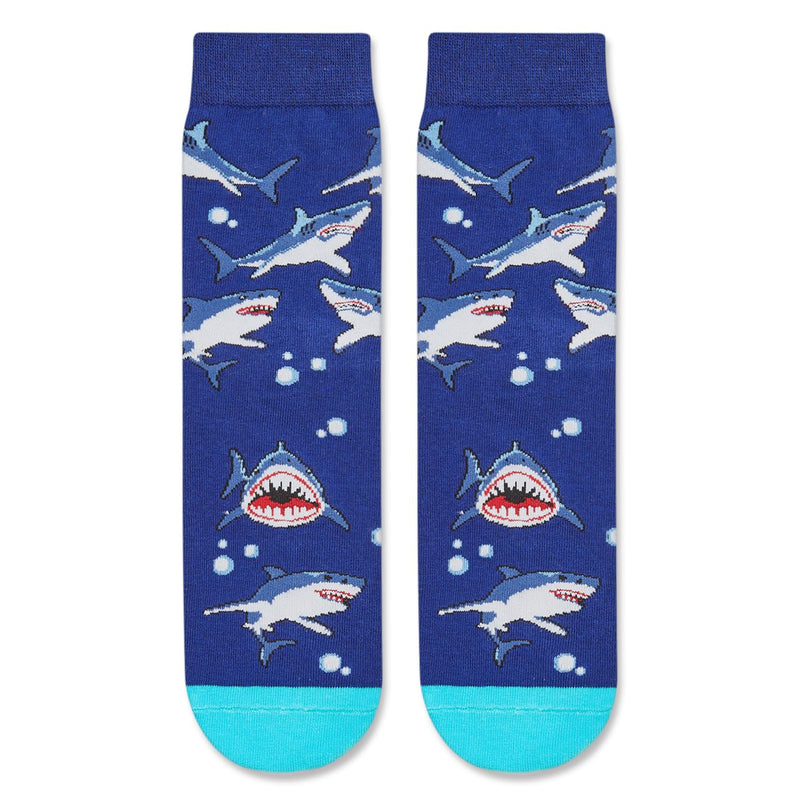 HAPPYPOP Silly Socks for Boys - Funny Shark Gifts Kids 7-9 Years, Novelty Animal Lover Gifts Shark Socks