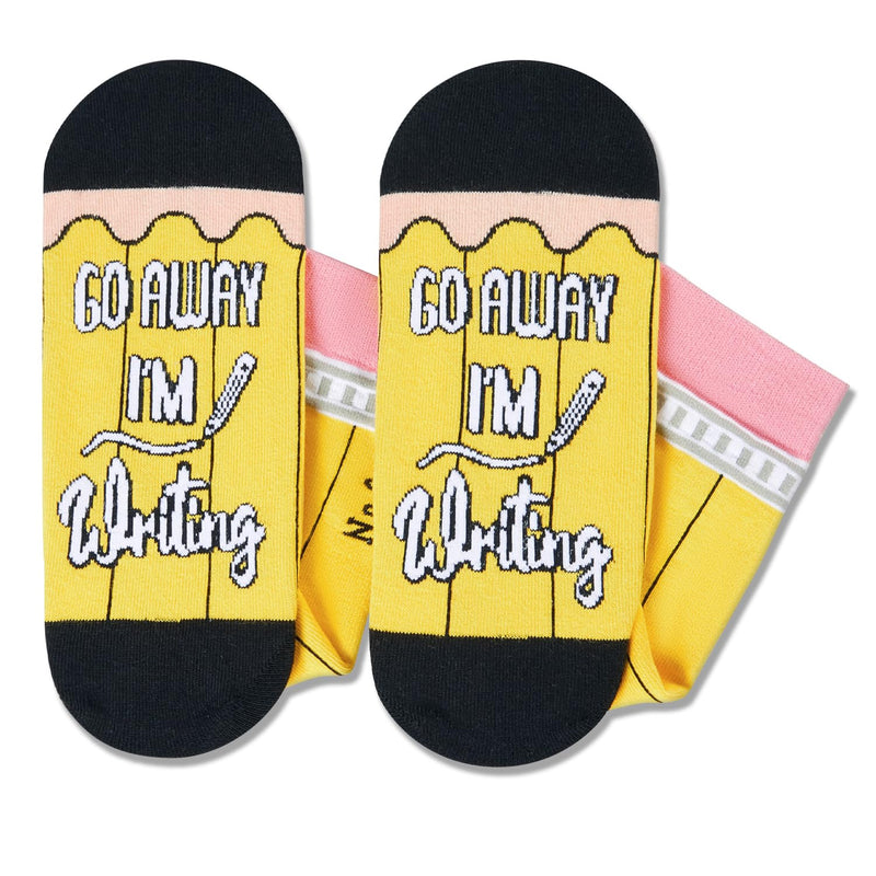 HAPPYPOP Gifts for Writers - Funny Writing Socks Author Gifts for Writes, Stocking Stuffers for Teen Boys Girls, Pencil Socks for Men Women