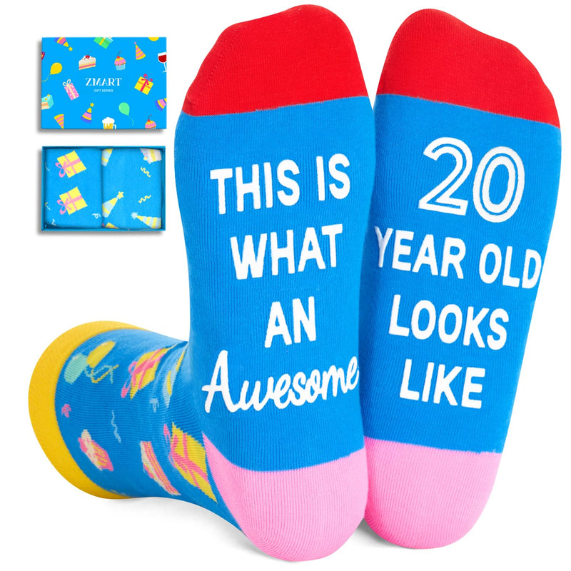 20th Birthday Gifts for Female Male, Gifts for 20 Year Old Man Woman, 20 Year Old Birthday Gifts Socks for Her Him