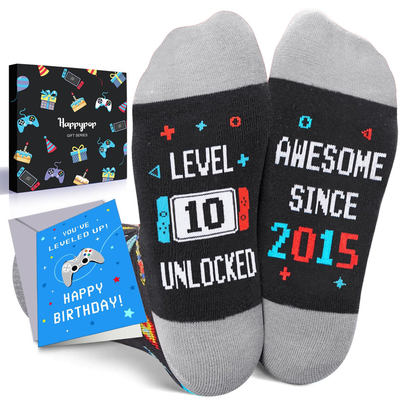 HAPPYPOP 10 Year Old Birthday Gifts Socks Ideas - 2015 Birthday Gifts for Ten Year Olds in Gift Box, Presents for 10 Year Old Tween Boys Girls with Greeting Card