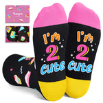 HAPPYPOP 2nd Birthday Gifts Ideas - Socks for Toddlers 2t, Girls Boys Age 2 Gift, Two Year Old Gifts for Kids, Presents for 2 Year Olds in Black