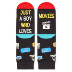 HAPPYPOP Movie Gifts for Movie Lovers Boys - Movie Themed Gifts, Movie Buff Gifts, Movie Socks Popcorn Socks, Movie Night Gifts Bpys