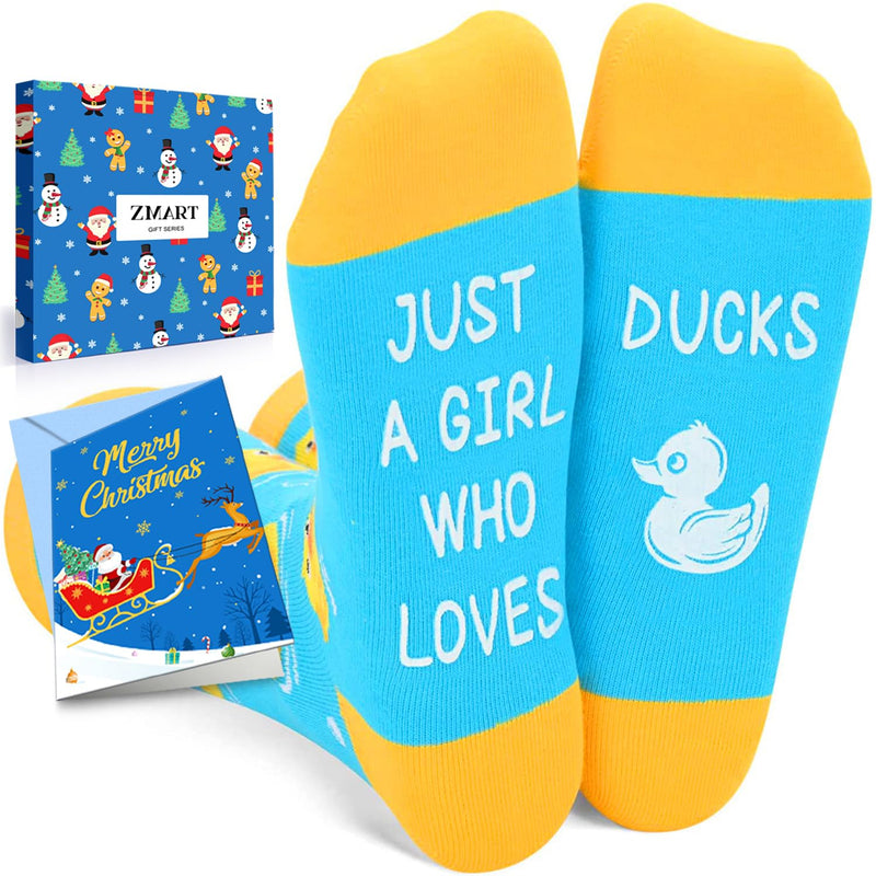 Farm Animal Socks for Women - Duck Gifts Animal Gifts for Teen Girls with Greeting Card