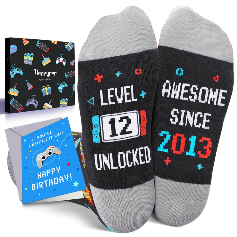 HAPPYPOP 12 Year Old Birthday Gifts Socks Ideas - 2013 Birthday Gifts for Twelve Year Olds in Gift Box, Presents for 12 Year Old Tween Boys Girls with Greeting Card