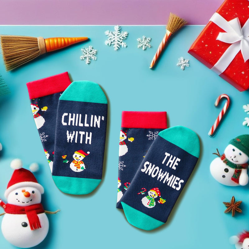 Christmas Gifts Stocking Socks For Men Women - Secret Santa Socks Xmas Stocking Stuffers for Wife Husband, Snowman Socks For Mon Dad