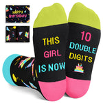 10 Year Old Birthday Gifts Ideas for Girls - Socks for Tween Girls Age 10, Presents for 10 Year Old Kids, Gifts for Ten Year Old Girls, Black