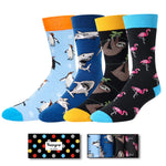 Animal Gifts for Men - Novelty Penguin Shark Gifts Animal Socks, Sloth Flamingo Soccks for Teens 4 Pack