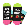 Funny Strawberry Gifts for Women Teen Girls - Strawberry Heart Fruit Socks, Mismatched Socks, Valentine's Day Fruit Gifts for Strawberry Lovers