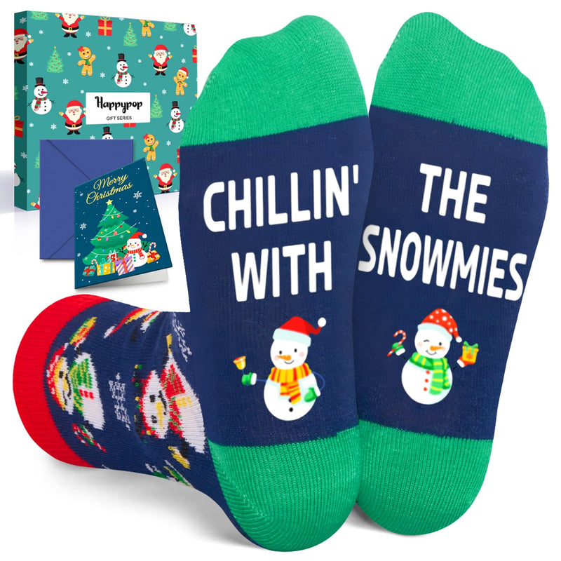 Christmas Gifts Stocking Socks for Kids - Snowman Christmas Stocking for Son Daughter Sister 7-9 Years