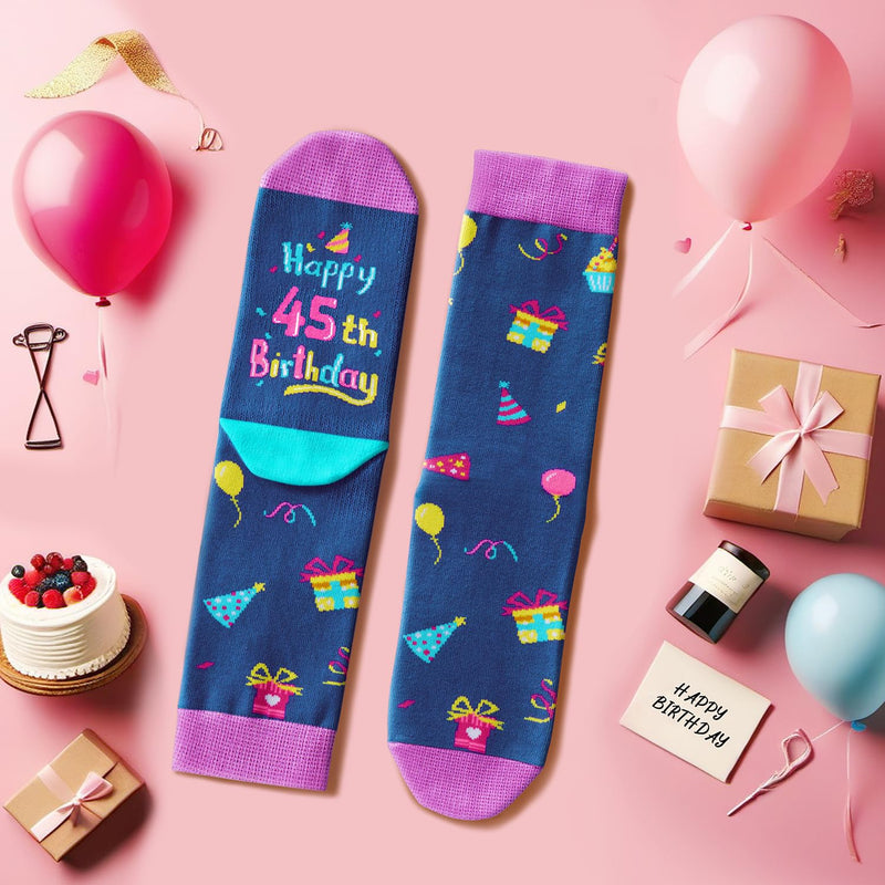 45 Year Old Birthday Gifts for Women Men, 45th Birthday Socks, Best Gifts for 45 Year Old Woman Man, 45th Birthday Gifts for Her Him