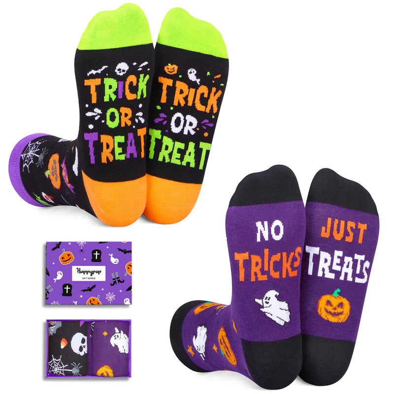 Halloween Socks Men Spooky Gifts Women - Halloween Gifts Pumpkin Skull Ghost Socks, 2 Pack