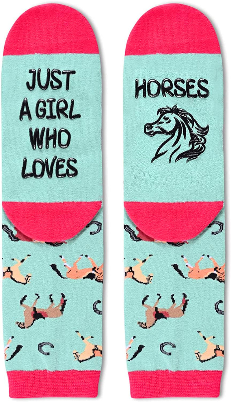 Christmas Horse Gifts for Women - Blue Christmas Stockings Secret Santa Socks Xmas Stocking Stuffers for Horse Lovers