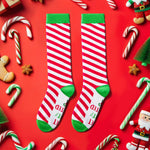 Candy Cane Socks Kids Christmas Socks - Boys Girls Socks 10-12 Years