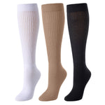 Slouch Socks for Women Girls - Scrunch Socks for Women Pack, Long High Tube High Socks White Black Tan 3 Pairs