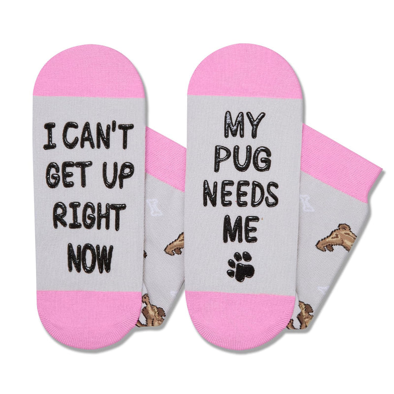 Funny Pug Gifts for Pug Lovers - Novelty Pug Socks Crazy Silly Fun Socks In Gray