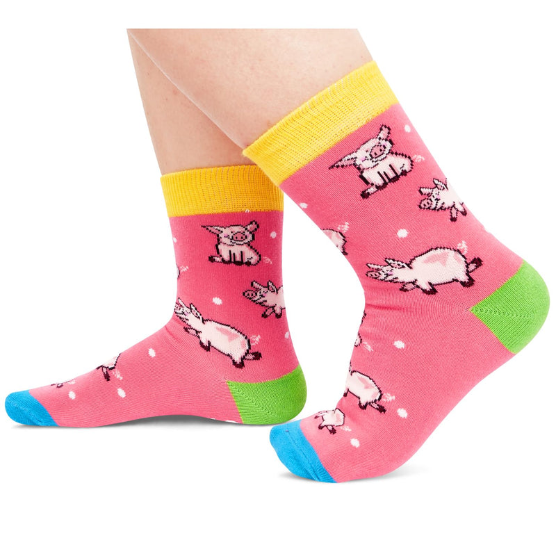 Cute Pig Gifts for Girls - Novelty Pig Socks Kids Pink Piggy Socks Pig Stuff for Pig Lovers 7-9 Years