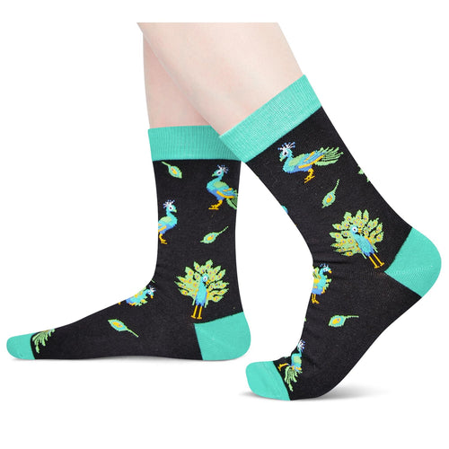 Funny Socks for Women - Peacock Gifts for Peacock Lovers, Peacock Socks for Female Teen Girls