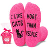 HAPPYPOP Cat Gifts for Cat Mom - Fuzzy Cat Socks for Women, Funny Cat Gifts for Cat Lady