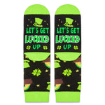 HAPPYPOP St. Patrick's Day Socks for Boy Girls - Shamrock Socks, Lucked Up Green Socks, St Patricks Day Gifts 7-9 Year Old Kid With Greeting Card