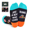 HAPPYPOP Train Gifts for Boys Kids Teens - Train Enthusiasts Lovers, Funny Railroad Socks for Boys, Train Stocking Stuffers