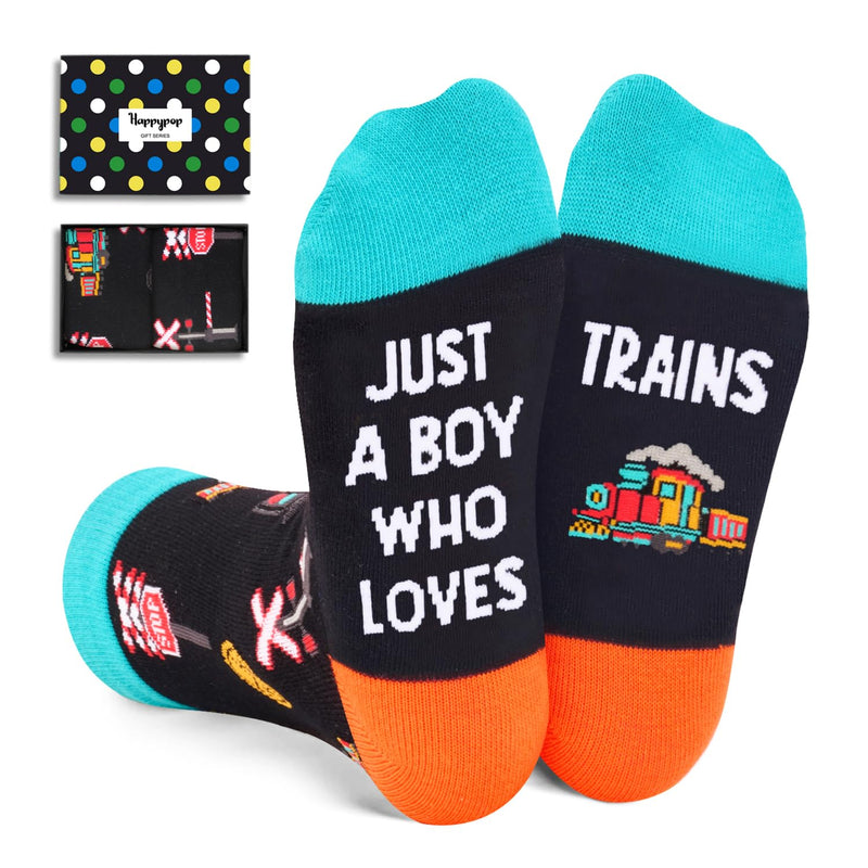 Train Gifts for Boys Kids Teens - Train Enthusiasts Lovers, Funny Railroad Socks for Boys, Train Stocking Stuffers