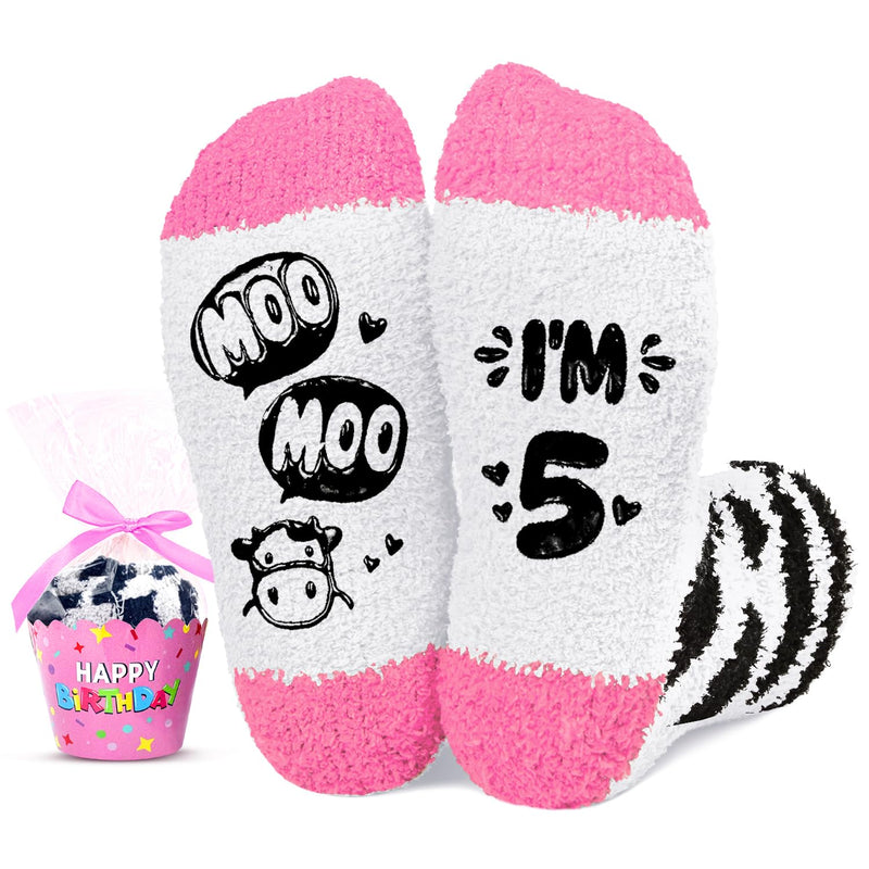 HAPPYPOP 5th Birthday Gifts Ideas for Girls - Socks for Toddlers 5t, Gifts for Five Year Old Girls, Presents for 5 Year Old Girls, Gifts for Cow Lover Girl