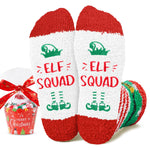 HAPPYPOP Fuzzy Christmas Socks for Women Men - Little Elf Socks Christmas Stocking Stuffers, Secret Santa Xmas Gifts for Adults