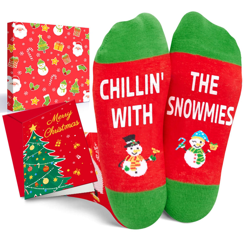 Christmas Gifts Stocking Socks For Teen Boys Girls - Secret Santa Snowman Socks for 10-12 Years