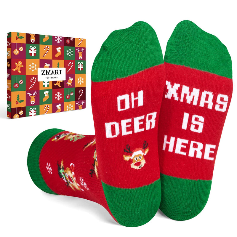 Funny Christmas Socks for Boys Girls, Holiday Socks Reindeer Socks for Kids, Christmas Gifts Santa Gifts Stocking Stuffers