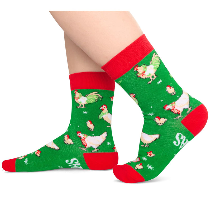 Christmas Gifts Stocking Socks For Kids - Secret Santa Socks Xmas Stocking Stuffers For Chicken Lovers Christmas Rooster Gifts