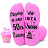 HAPPYPOP 50th Years Old Birthday Gifts for Women - Socks for 50 Year Olds, Gift Ideas for 50 Year Olds, Best Gifts for 50 Year Old Middle Aged Woman In Light Pink