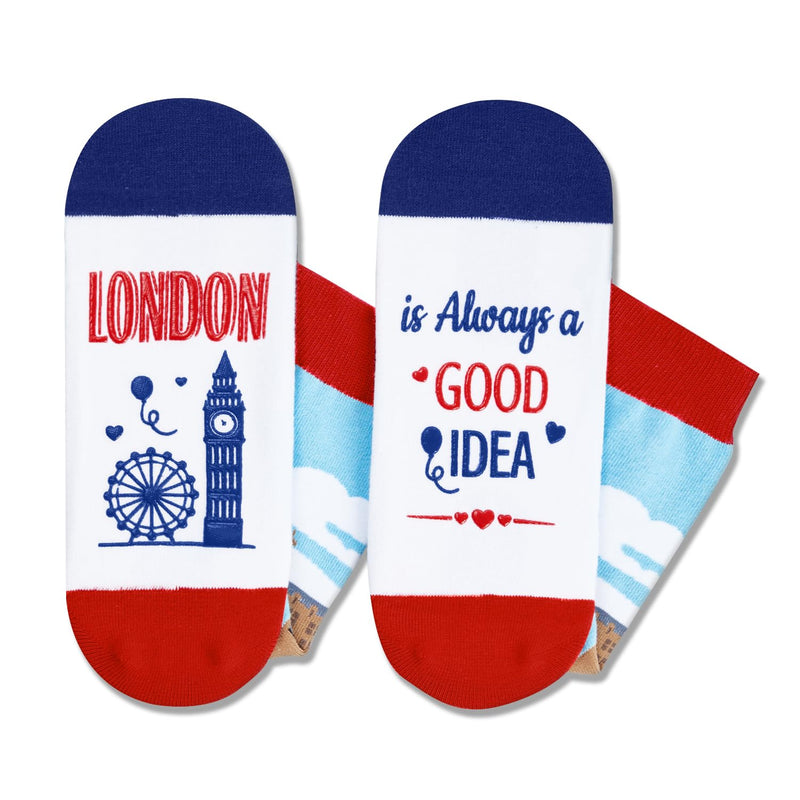 Funny London Gifts Britisher Gifts; Travel Traveler Gifts for Men Women, Travel Britisher London Socks