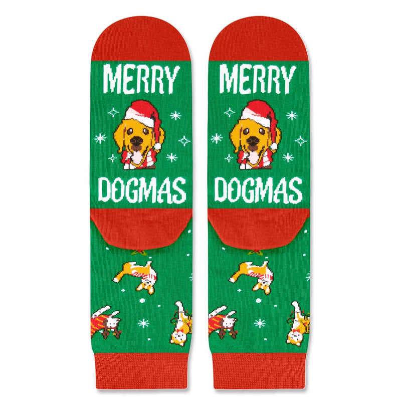 Green Christmas Dog Gifts Dog Lover Socks - Kids Socks 3-5 Years Old, Dog Stockings Doggie Gifts