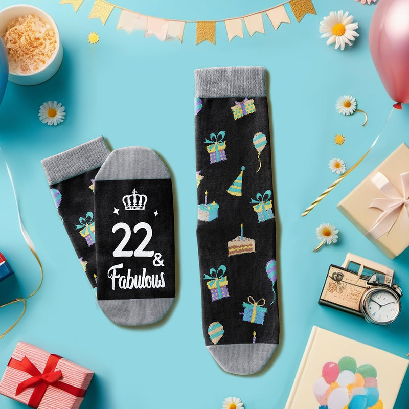 22nd Birthday Gifts Socks Ideas - Gifts for 22 Year Old Woman Man Best Gifts for 22 Year Old Male Female, Gifts Greeting Card