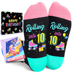 HAPPYPOP 10 Year Old Birthday Gifts Socks Ideas - Ten Year Old Gifts in Birthday Gift Box, Presents for 10 Year Old with Greeting Card, Gifts for Tween Girls Age 10