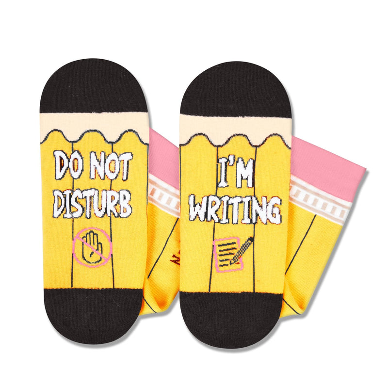 HAPPYPOP Gifts for Writers - Funny Writing Socks Author Gifts for Young Writes, Stocking Stuffers for Teen Boys Girls, Pencil Socks for Men Women