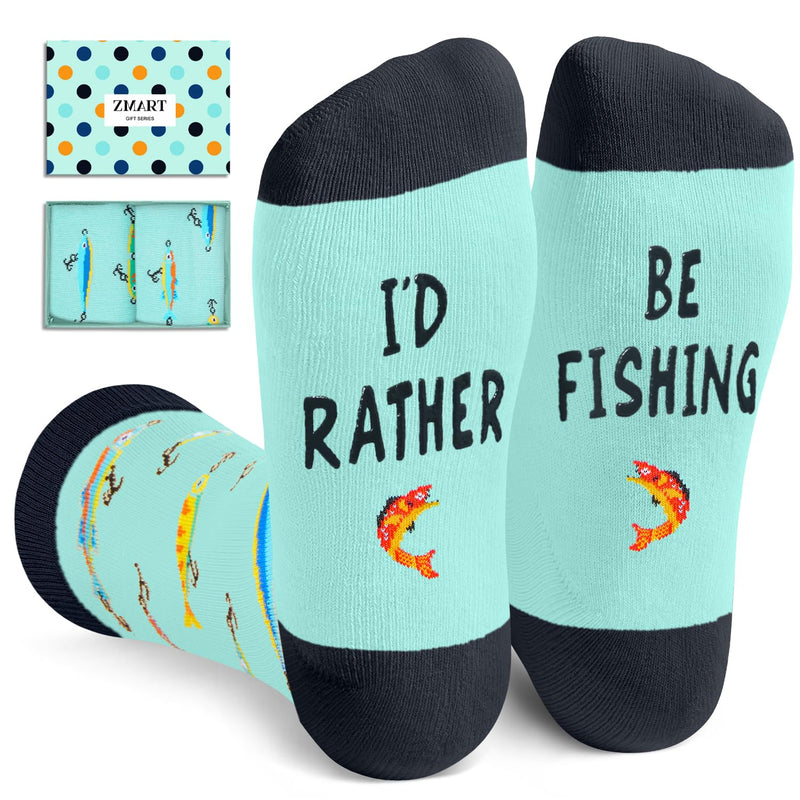 Fishing Gifts For Fisherman Men Women - Funny Fly Fishing Gifts, Fishing Gifts Who Have Everything, Id Rater Be Fishing Socks Fishing Socks Men